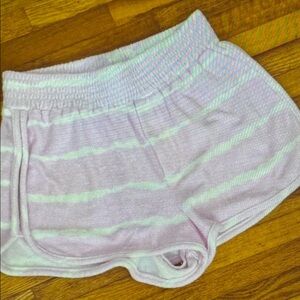Women’s Athletic Lounge Shorts - Light Pink Striped